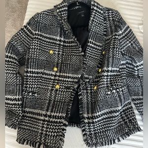 Halogen Plaid Textured Wool Coat - Size Large